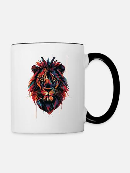 Löwe - Tasse zweifarbig - Weiß/Schwarz