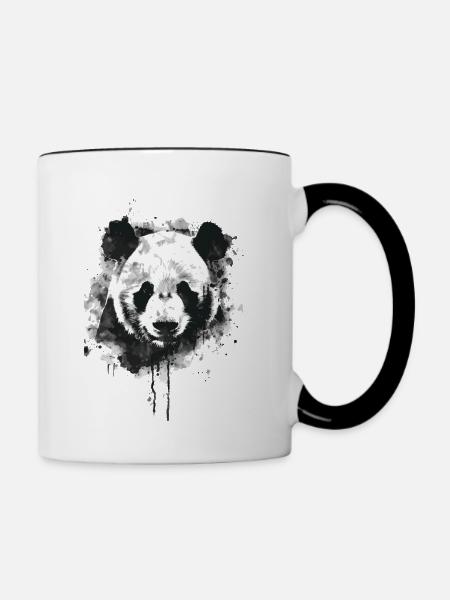 Panda - Tasse zweifarbig - Weiß/Schwarz
