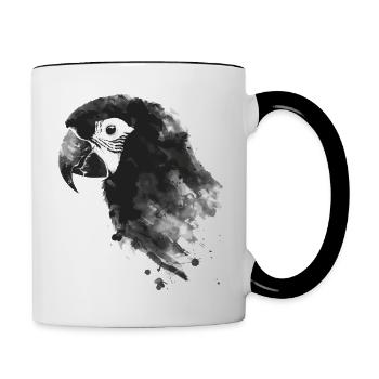 Papagei - Tasse zweifarbig - Weiß/Schwarz - Rechts