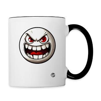 energische, wütende Kugel - Tasse zweifarbig - Weiß/Schwarz - Rechts