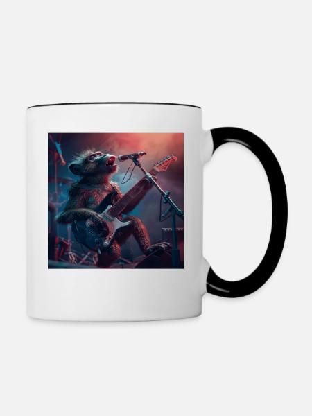 Pavian - Tasse zweifarbig - Weiß/Schwarz