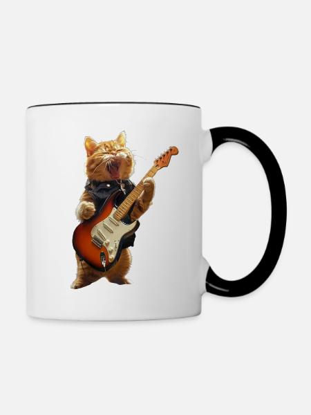 Katze - Tasse zweifarbig - Weiß/Schwarz