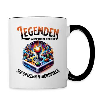 Legends don't age, they go video games - Contrasting Mug - white/black - Right