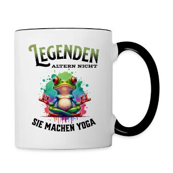 Legenden altern nicht sie gehen Yoga - Tasse zweifarbig - Weiß/Schwarz - Rechts
