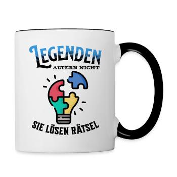 Legenden altern nicht sie gehen Lrätsel - Tasse zweifarbig - Weiß/Schwarz - Rechts