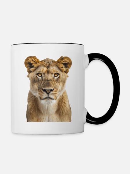 Löwe - Tasse zweifarbig - Weiß/Schwarz