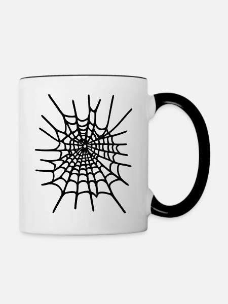 Spinnennetz Halloween - Tasse zweifarbig - Weiß/Schwarz