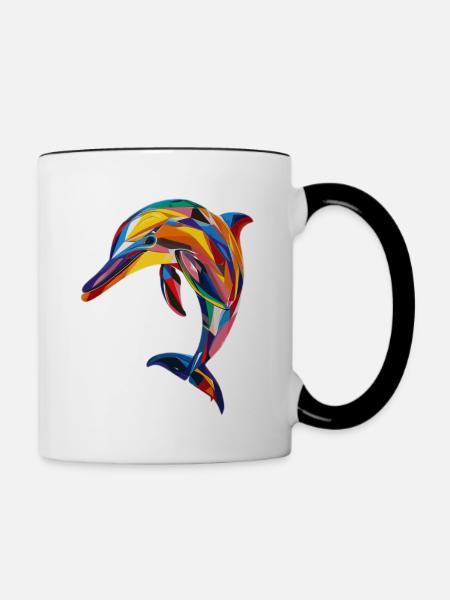 Delphin - Tasse zweifarbig - Weiß/Schwarz
