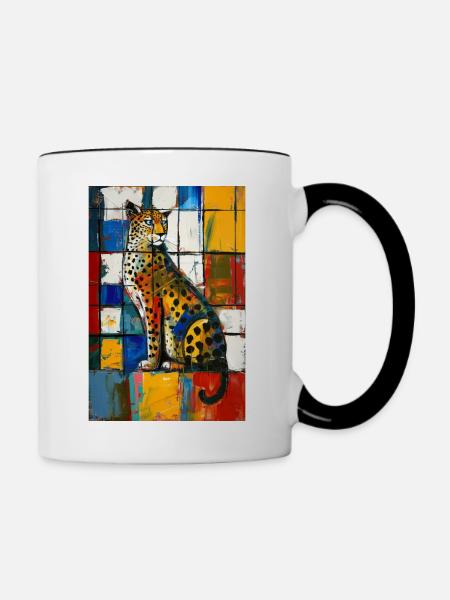 Leopard - Tasse zweifarbig - Weiß/Schwarz