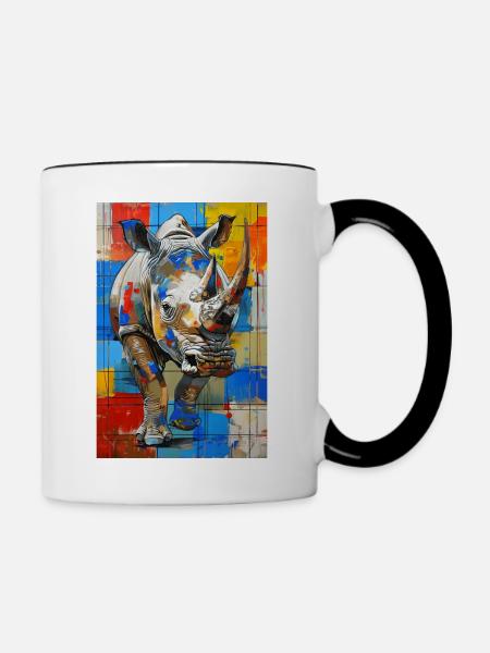Nashorn - Tasse zweifarbig - Weiß/Schwarz