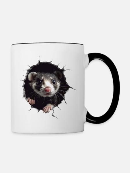 Frettchen - Tasse zweifarbig - Weiß/Schwarz
