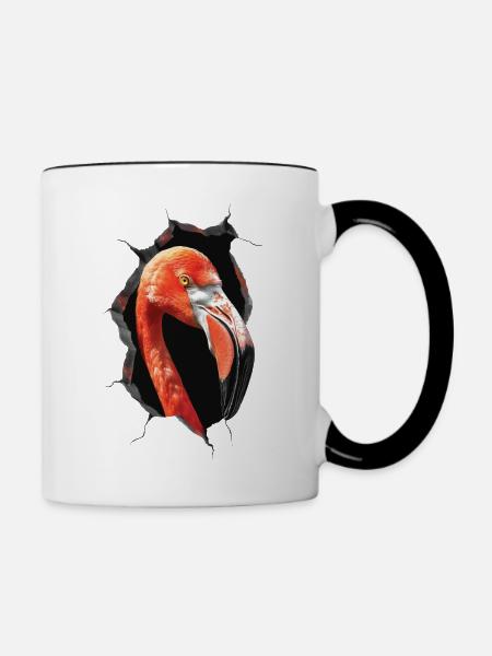 Flamingo - Tasse zweifarbig - Weiß/Schwarz
