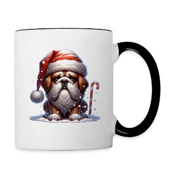Père Noël Chien Noël Hommes et femmes - Mug contrasté - blanc/noir - Droite