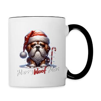 Père Noël Chien Noël Hommes et femmes - Mug contrasté - blanc/noir - Droite