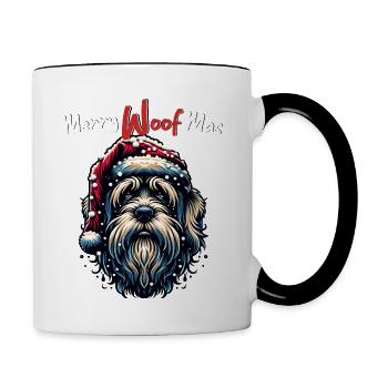 Père Noël Chien Noël Hommes et femmes - Mug contrasté - blanc/noir - Droite