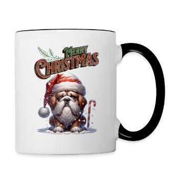 Père Noël Chien Noël Hommes et femmes - Mug contrasté - blanc/noir - Droite