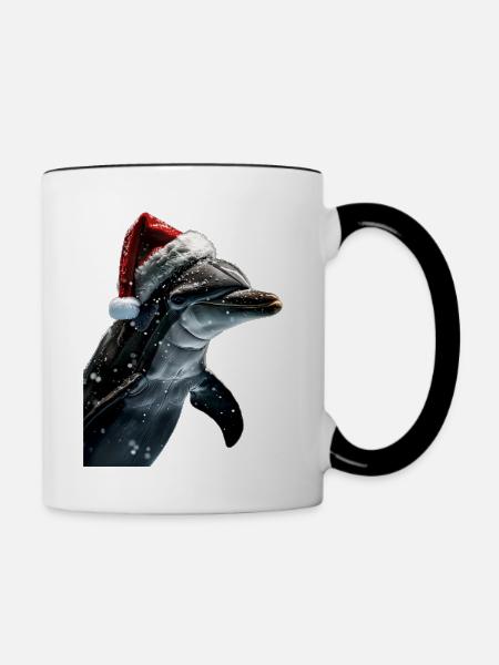 Delphin - Tasse zweifarbig - Weiß/Schwarz