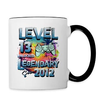 Level 13 Unlocked since 2012 Birthday - Contrasting Mug - white/black - Right