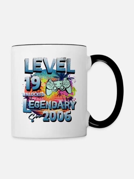 Level 19 Freigeschaltet seit 1982 Geburtstag - Tasse zweifarbig - Weiß/Schwarz