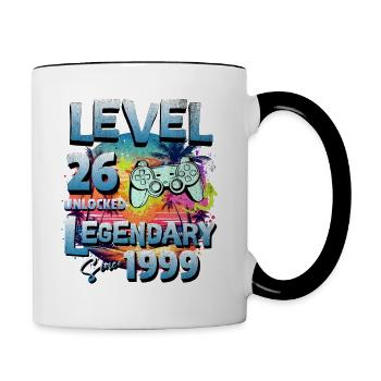 Level 26 Freigeschaltet seit 1982 Geburtstag - Tasse zweifarbig - Weiß/Schwarz - Rechts