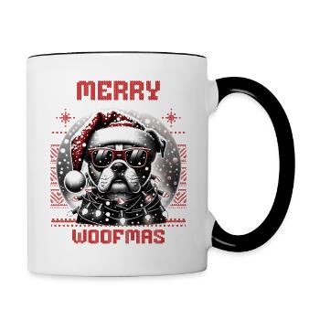 Père Noël Chien Noël Hommes et femmes - Mug contrasté - blanc/noir - Droite