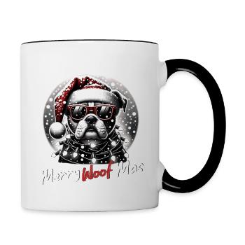 Père Noël Chien Noël Hommes et femmes - Mug contrasté - blanc/noir - Droite