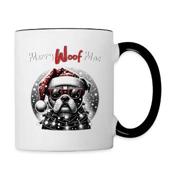 Père Noël Chien Noël Hommes et femmes - Mug contrasté - blanc/noir - Droite