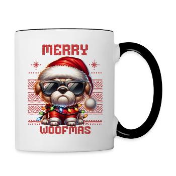 Père Noël Chien Noël Hommes et femmes - Mug contrasté - blanc/noir - Droite