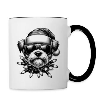 Père Noël Chien Noël Hommes et femmes - Mug contrasté - blanc/noir - Droite
