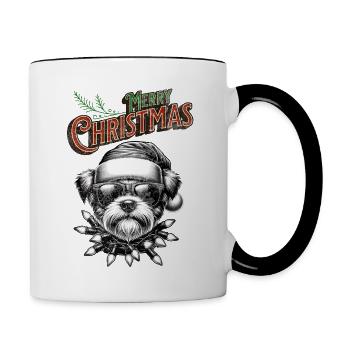 Père Noël Chien Noël Hommes et femmes - Mug contrasté - blanc/noir - Droite