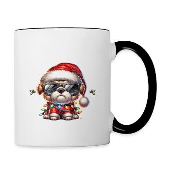 Père Noël Chien Noël Hommes et femmes - Mug contrasté - blanc/noir - Droite
