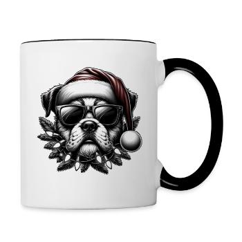 Père Noël Chien Noël Hommes et femmes - Mug contrasté - blanc/noir - Droite