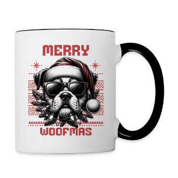 Père Noël Chien Noël Hommes et femmes - Mug contrasté - blanc/noir - Droite