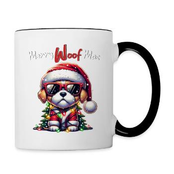 Père Noël Chien Noël Hommes et femmes - Mug contrasté - blanc/noir - Droite