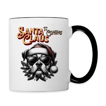 Père Noël Chien Noël Hommes et femmes - Mug contrasté - blanc/noir - Droite