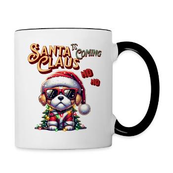 Père Noël Chien Noël Hommes et femmes - Mug contrasté - blanc/noir - Droite
