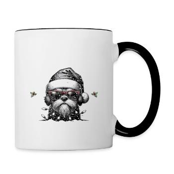 Père Noël Chien Noël Hommes et femmes - Mug contrasté - blanc/noir - Droite