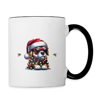 Père Noël Chien Noël Hommes et femmes - Mug contrasté - blanc/noir - Droite
