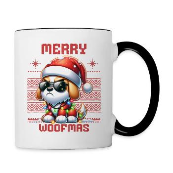 Père Noël Chien Noël Hommes et femmes - Mug contrasté - blanc/noir - Droite
