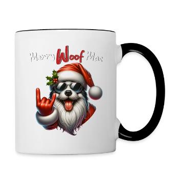 Père Noël Chien Noël Hommes et femmes - Mug contrasté - blanc/noir - Droite