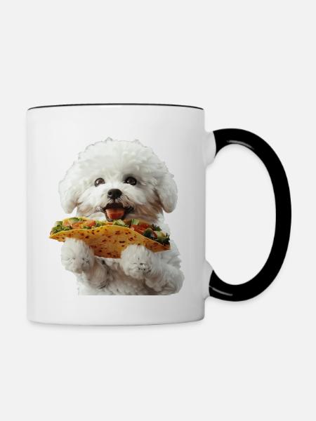 Bichon Frise - Tasse zweifarbig - Weiß/Schwarz