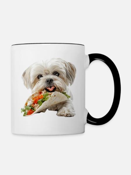 Shih Tzu - Tasse zweifarbig - Weiß/Schwarz