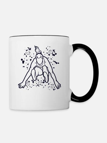 Weitspringer Weitspringen Kinder Weitsprung - Tasse zweifarbig - Weiß/Schwarz