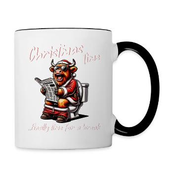 Père Noël Noël Hommes et femmes - Mug contrasté - blanc/noir - Droite