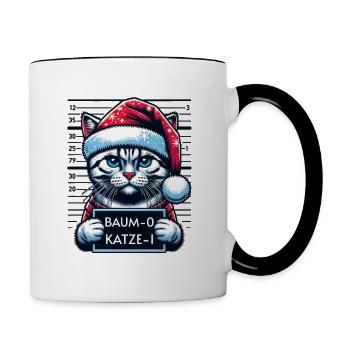 Santa Claus Funny Cats Christmas - Contrasting Mug - white/black - Right