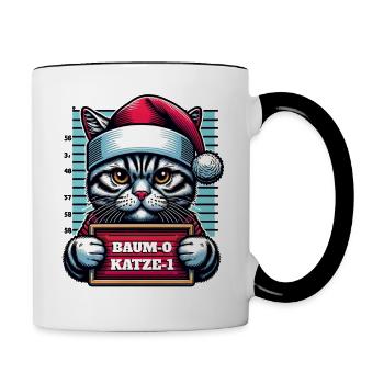 Santa Claus Funny Cats Christmas - Contrasting Mug - white/black - Right
