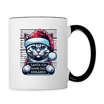 Santa Claus Funny Cats Christmas - Contrasting Mug - white/black - Right