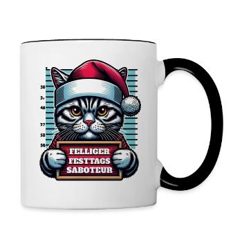 Santa Claus Funny Cats Christmas - Contrasting Mug - white/black - Right