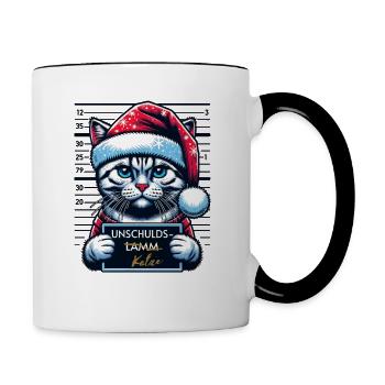 Santa Claus Funny Cats Christmas - Contrasting Mug - white/black - Right