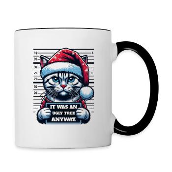 Père Noël Noël Drôle de chats Mugshot - Mug contrasté - blanc/noir - Droite